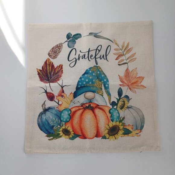 Decorative Farmhouse Fall Pillow Covers | Set of 4 | 18"x18" Cotton-Linen Blend - Picture 4 of 8